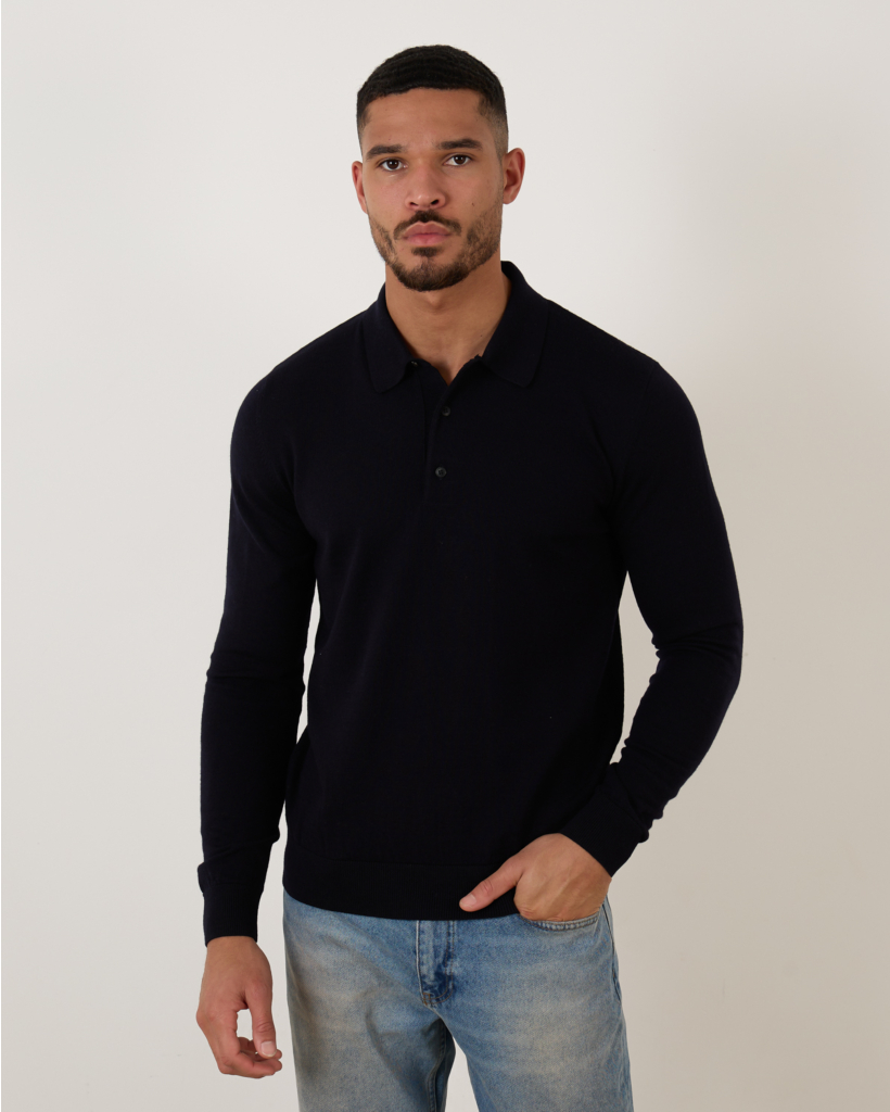 Ian Polo Knit Pullover Navy