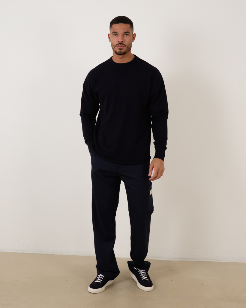 James Oversized Knit Pullover Navy
