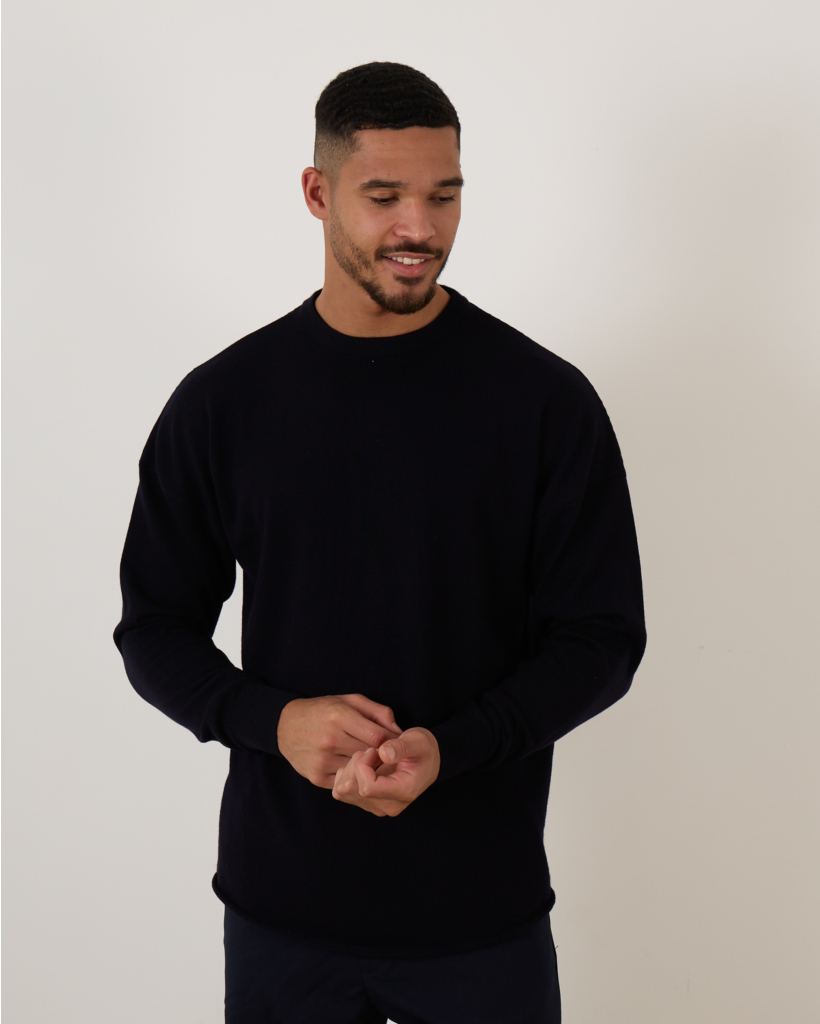 James Oversized Knit Pullover Navy