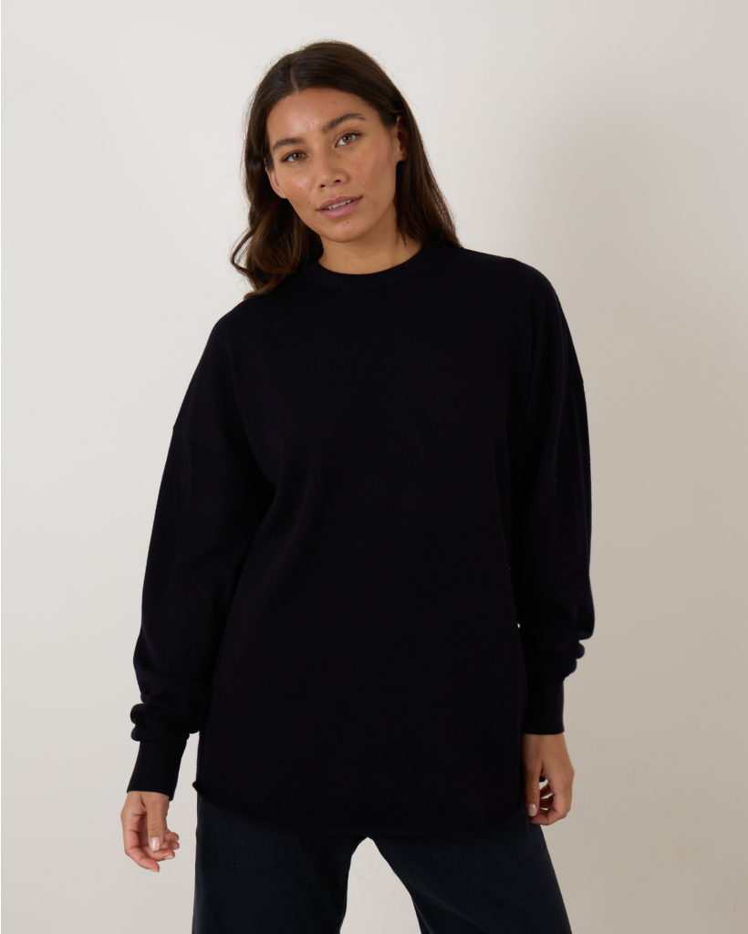 James Oversized Knit Pullover Navy
