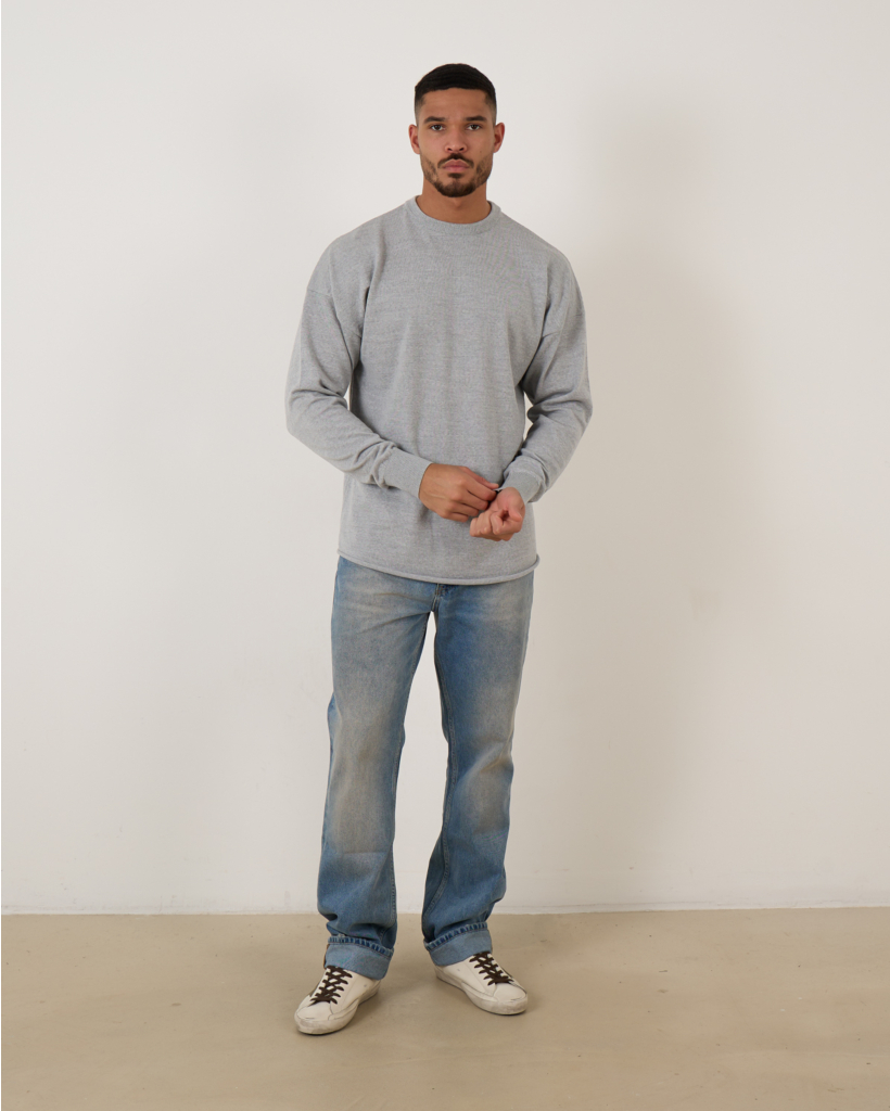 James Oversized Knit Pullover Grey