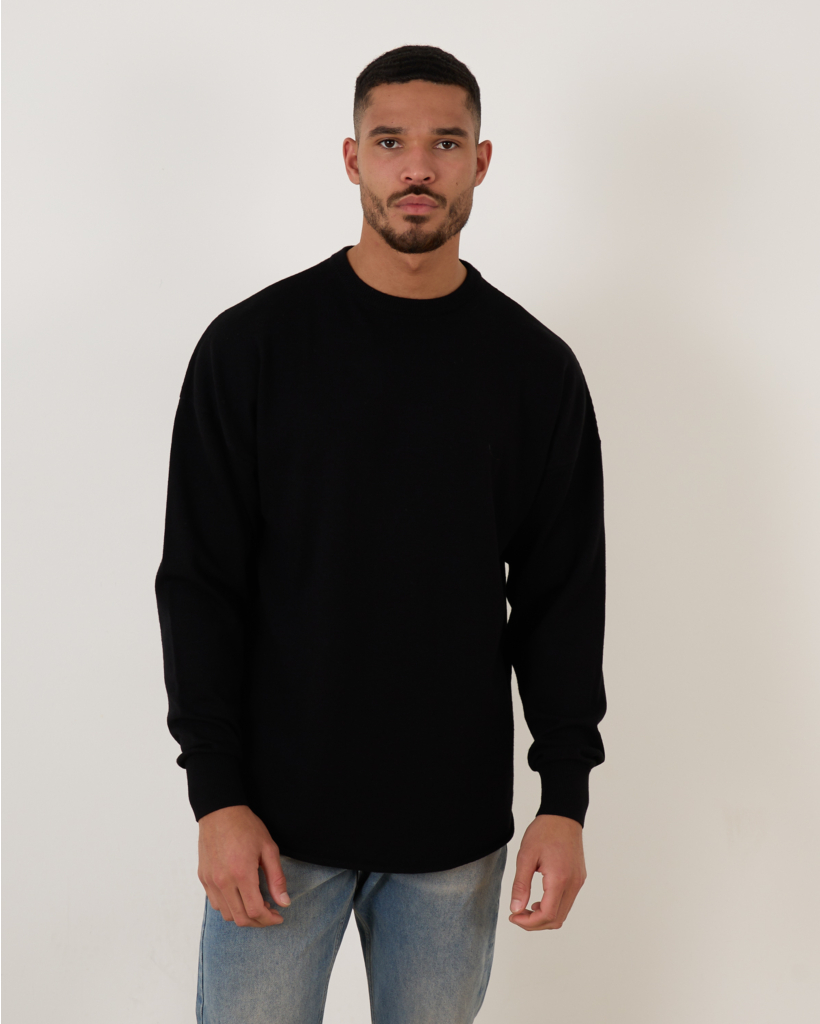 James Oversized Knit Pullover Black
