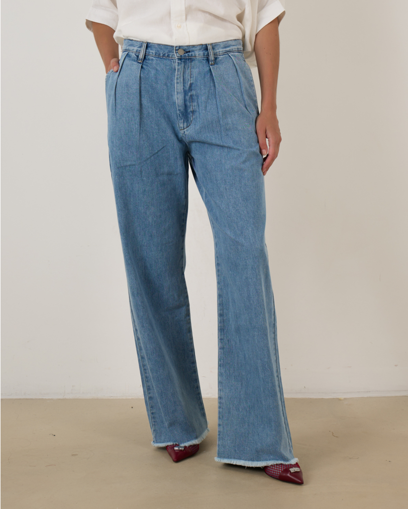 Blair Double Pleated Pant Stone Wash Blue