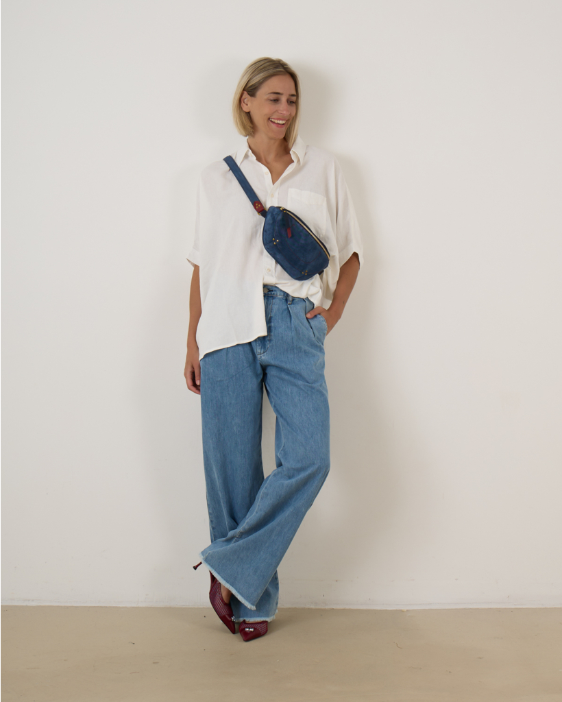 Blair Double Pleated Pant Stone Wash Blue