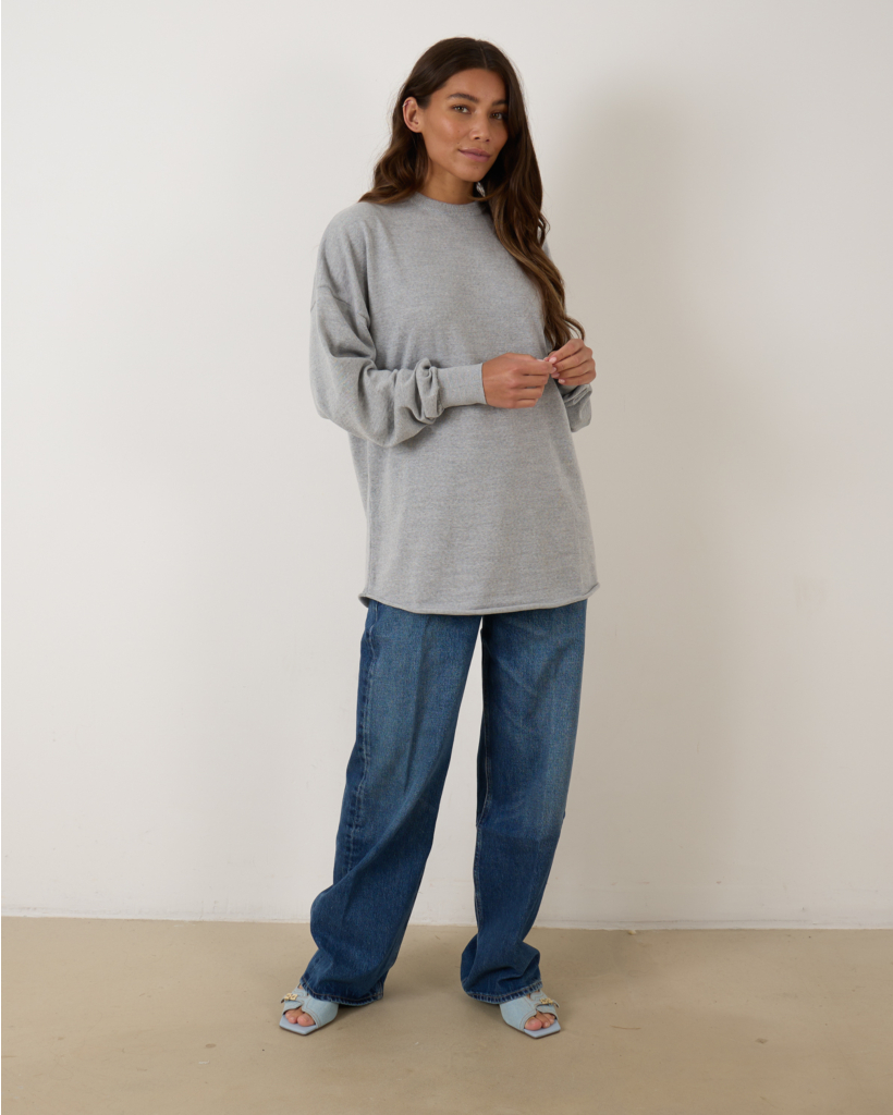 James Oversized Knit Pullover Grey