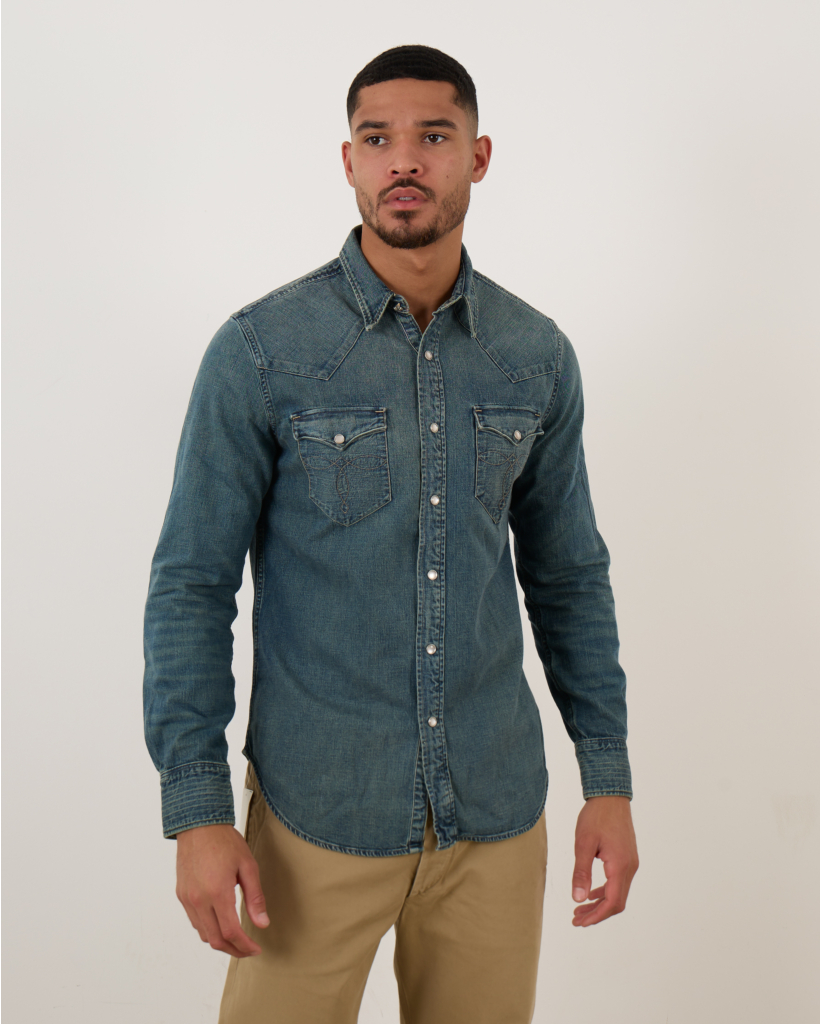 Slim Fit Denim Western Overhemd