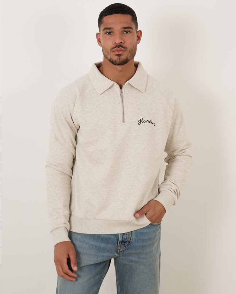 Raglan Half Zip Sweater Cool Grey