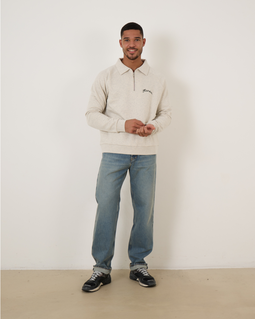 Raglan Half Zip Sweater Cool Grey