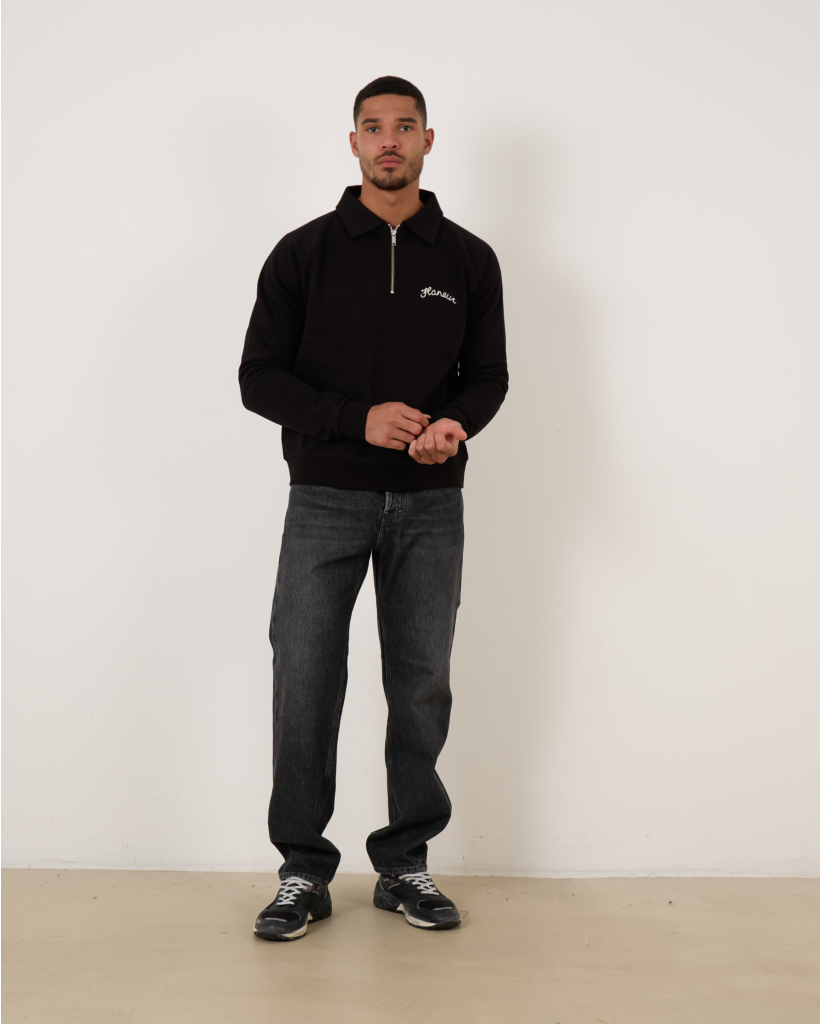 Raglan Half Zip Sweater Black