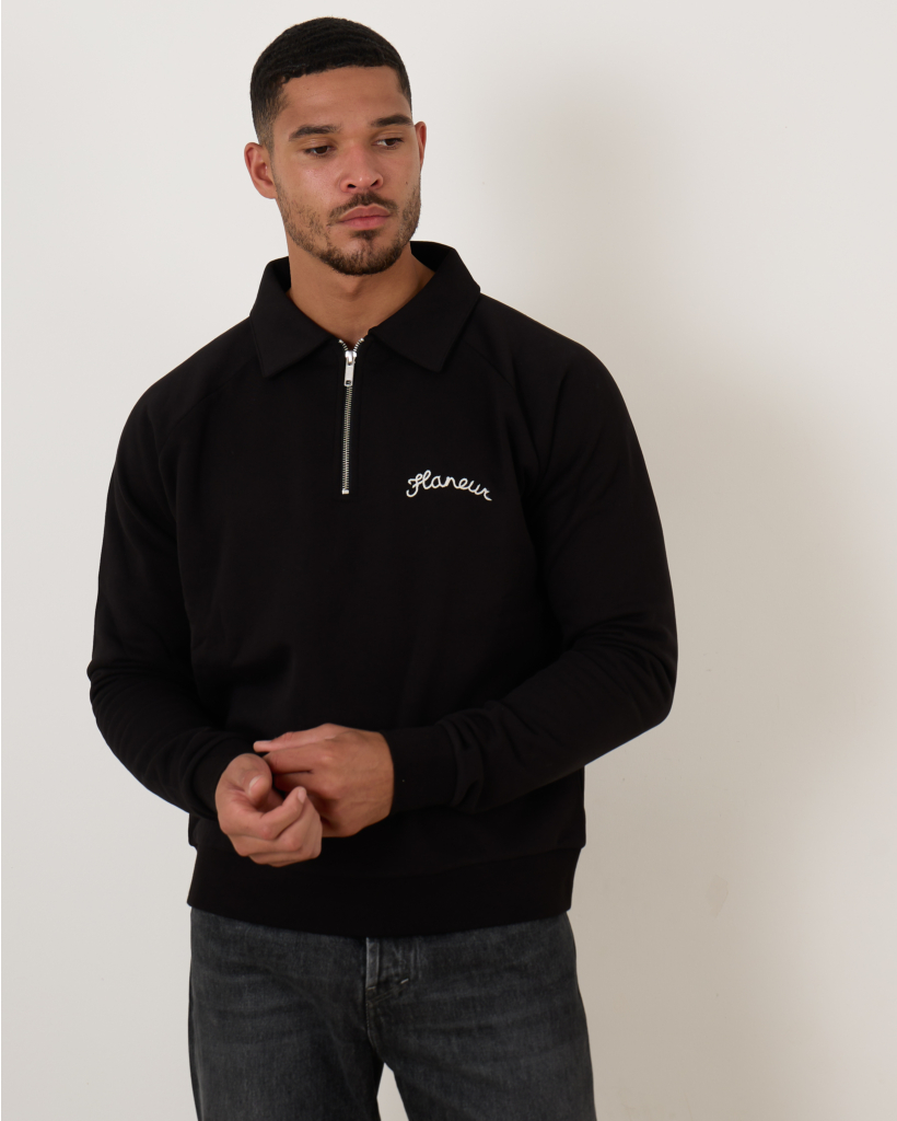 Raglan Half Zip Sweater Black