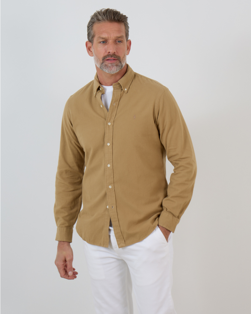 Brushed Flannel Overhemd Shirt Khaki