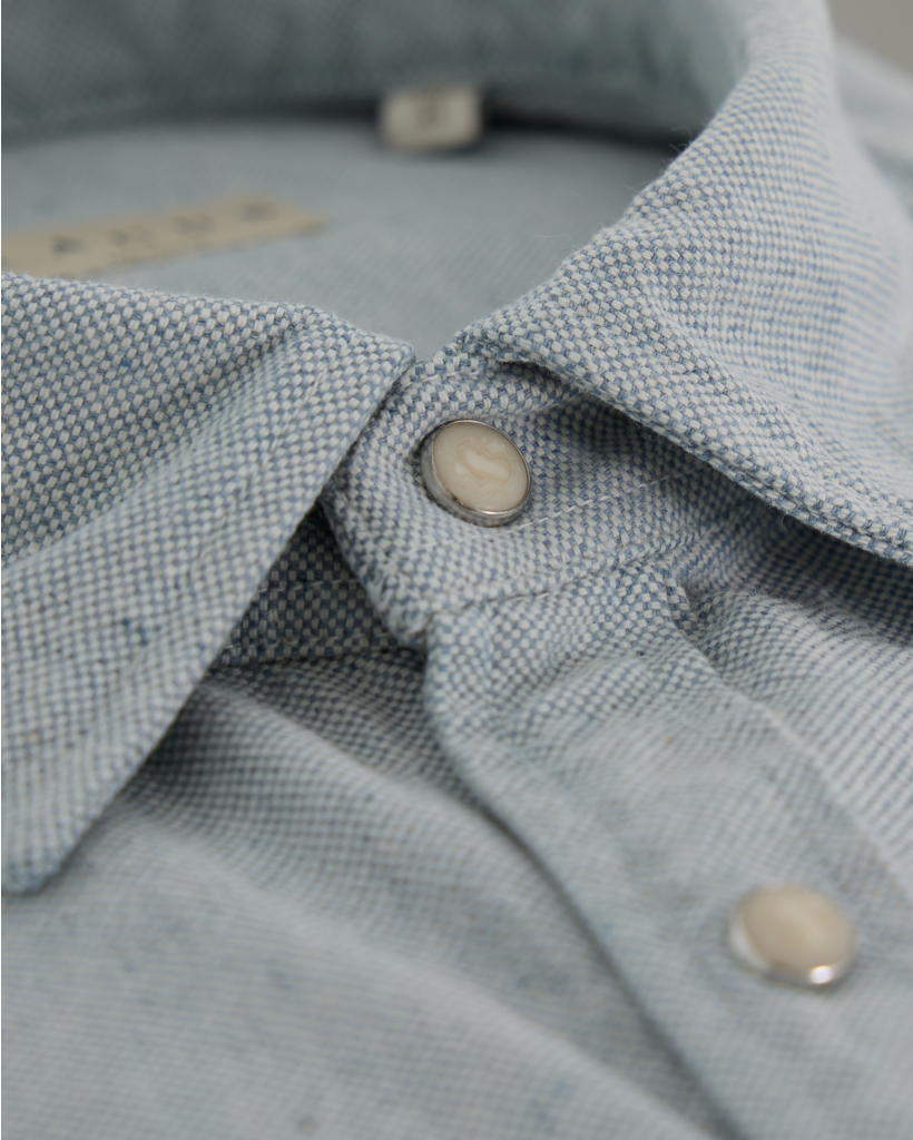 Indigo Textured Washed Shirt Blauw