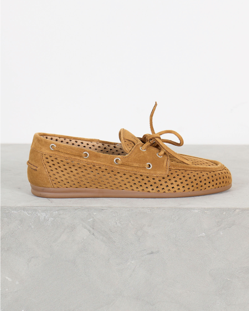Boat Loafer Perforated Suede Roest