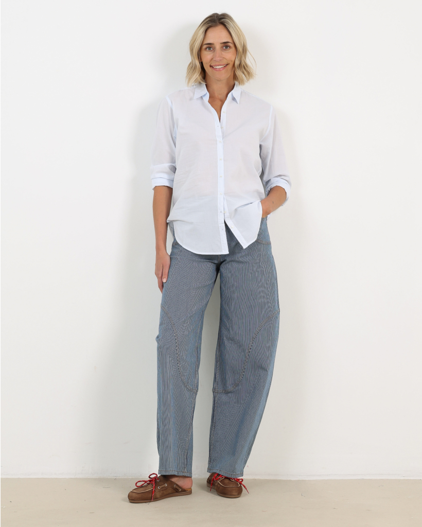 Beau Washed Poplin Blouse Skylight