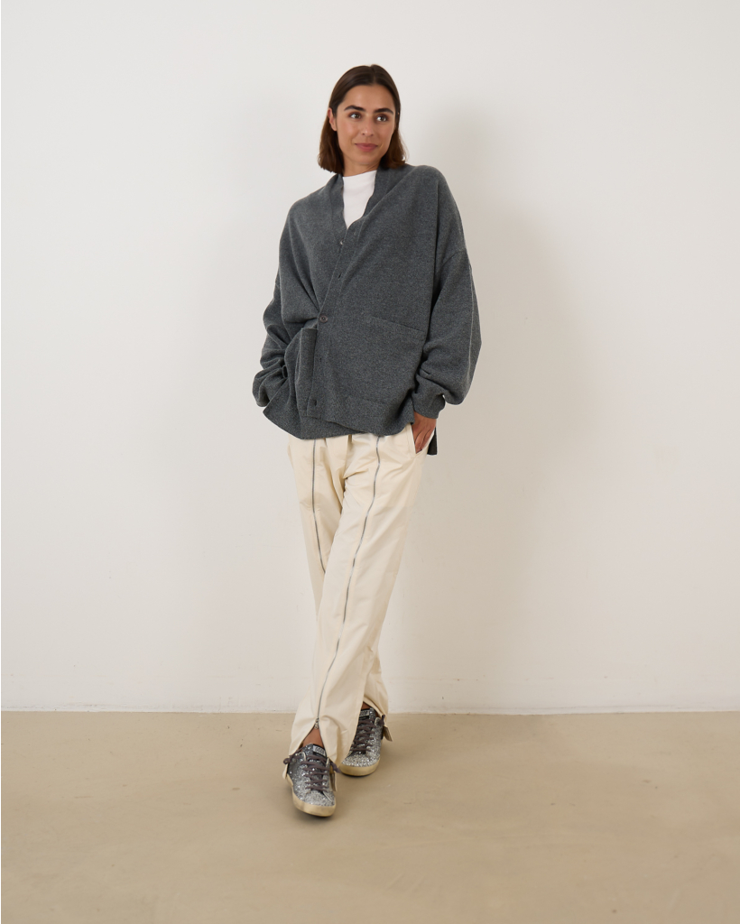 Nylon Zipper Jogger Ivory