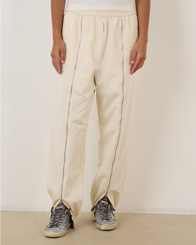 Nylon Zipper Jogger Ivory