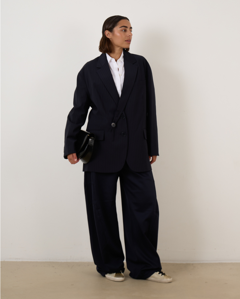 Dominic Pinstripe Detached Lapel Liam Blazer