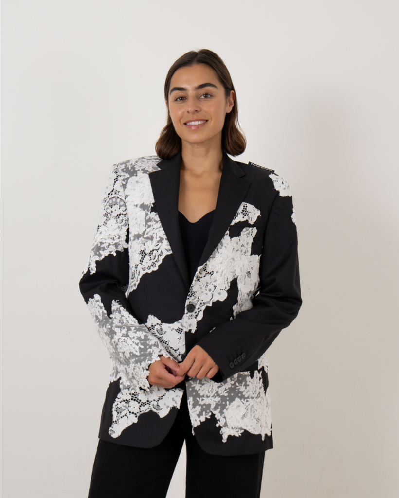 Blazer Zwart met Wit Kant 