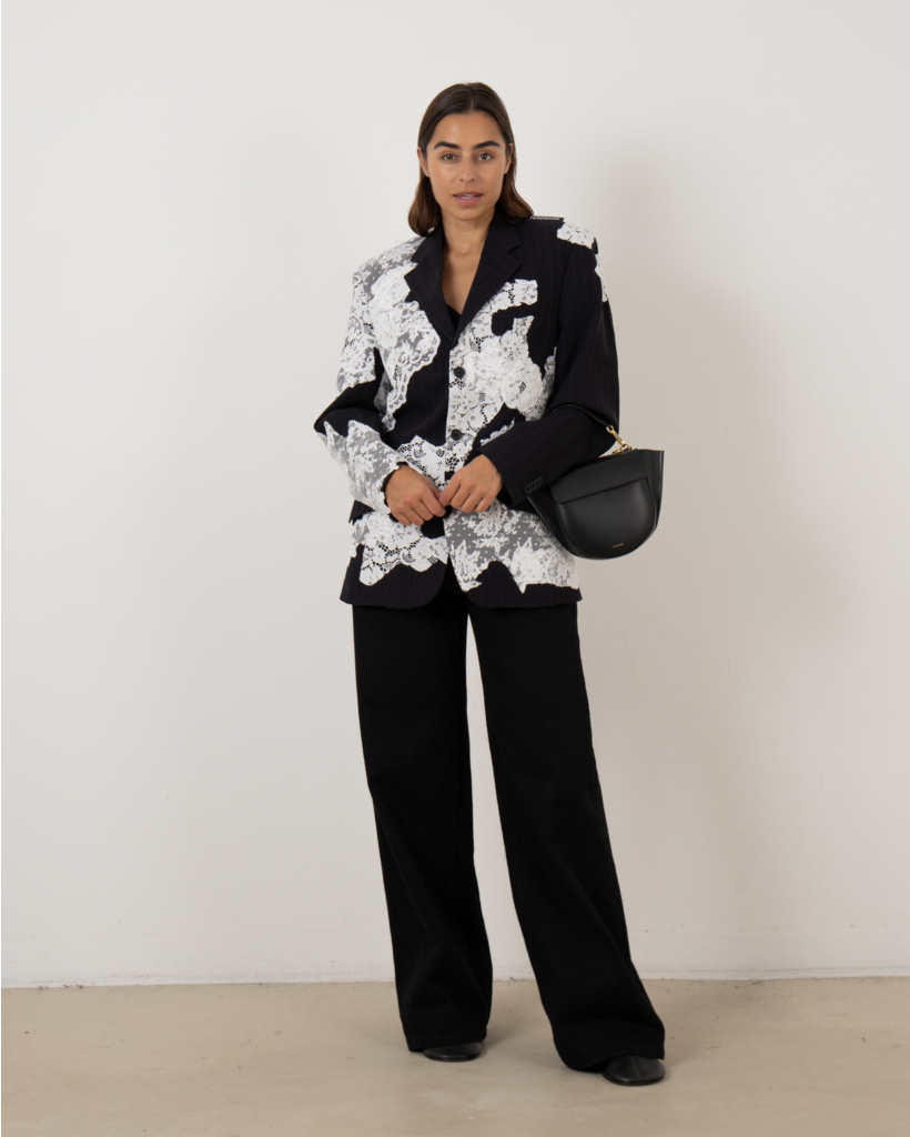 Blazer Navy Krijtstreep Wit Kant 