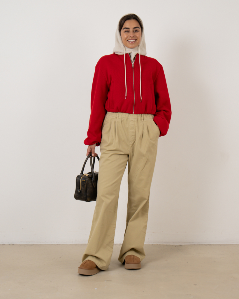 Bomber cardigan met print rood 