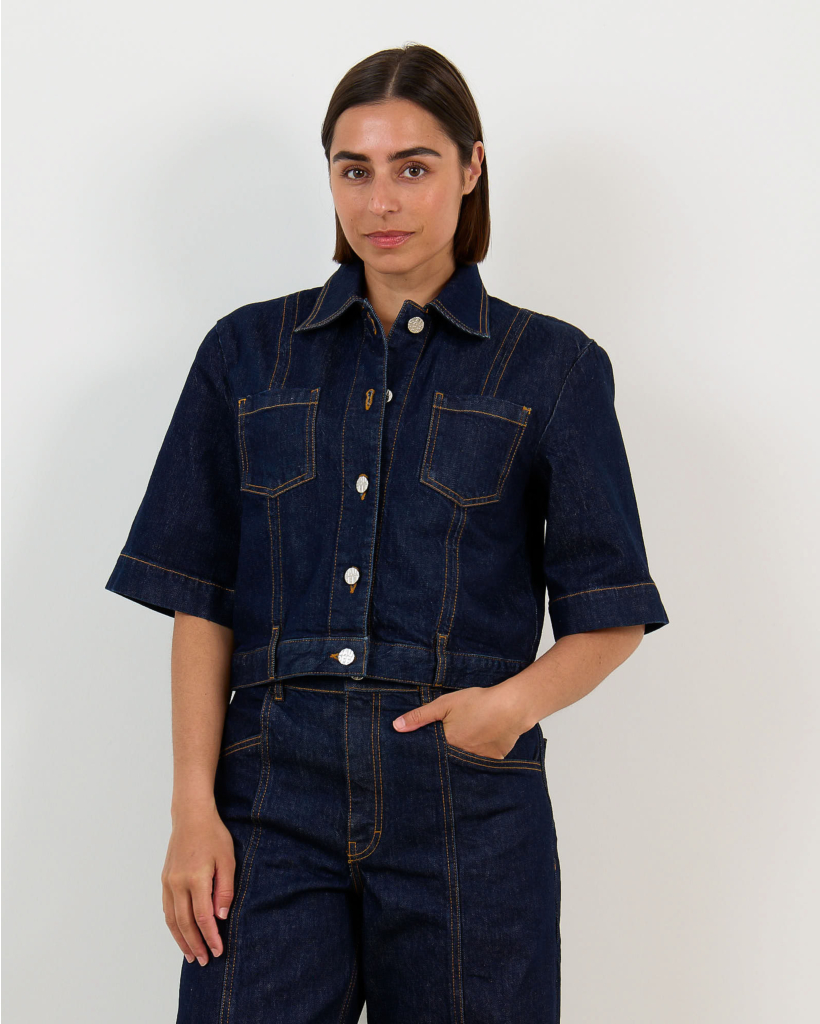 NO 05 Korte Mouw Denim Jack Donkerblauw