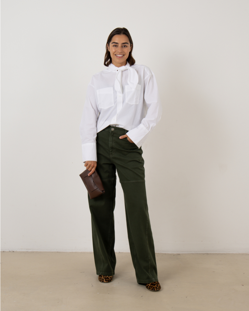 Nikolin broek met rechte pijp donker groen