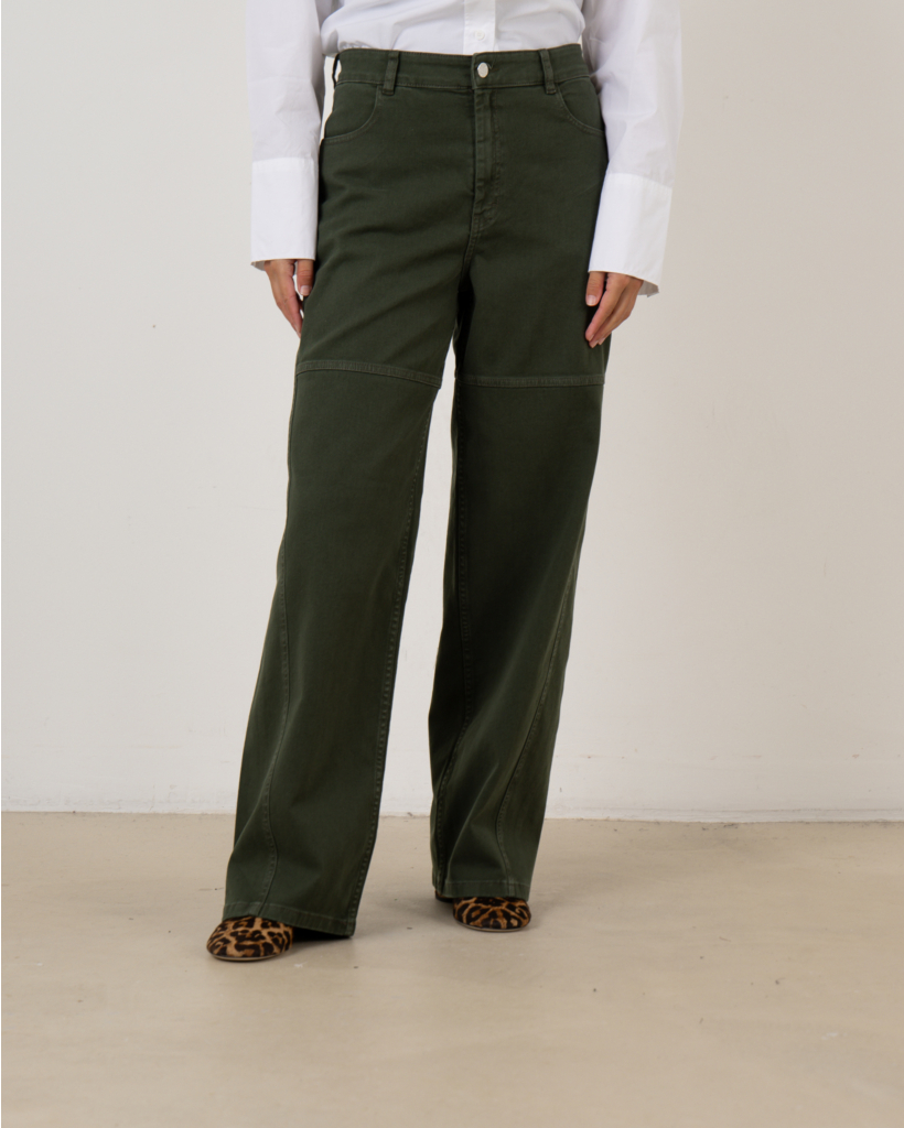 Nikolin broek met rechte pijp donker groen