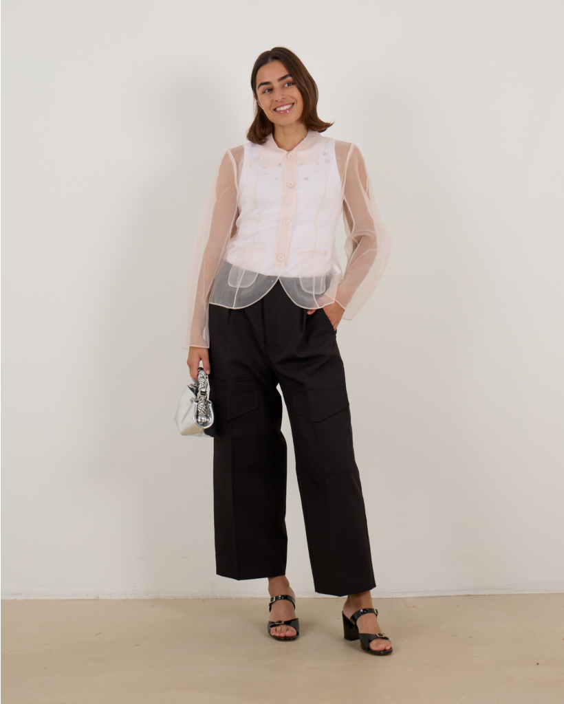 Belottie Transparante Blouse Off-white