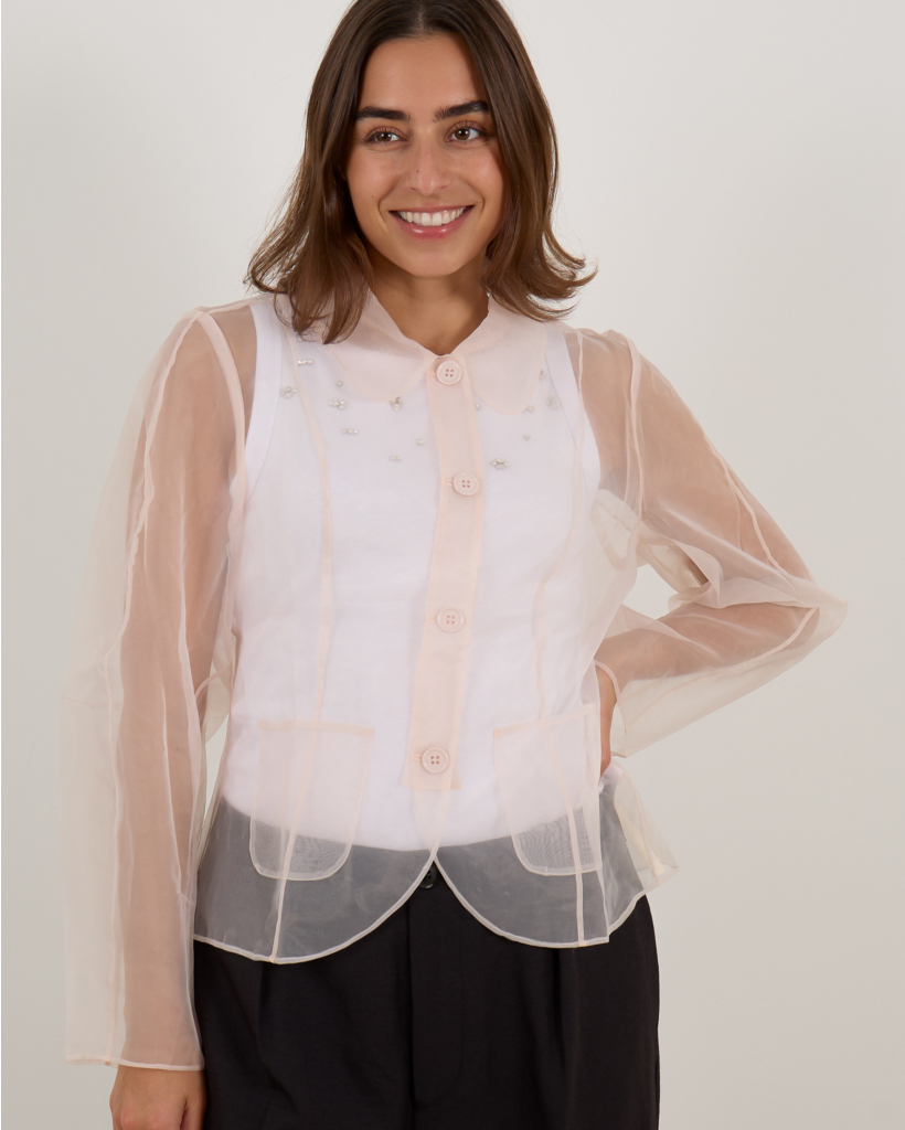 Belottie Transparante Blouse Off-white