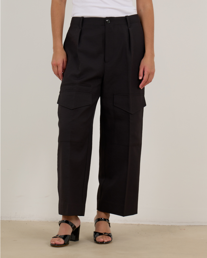 Neria Wide Leg Cargo Pantalon Zwart