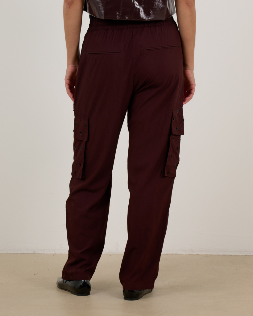 Nemu Cargo Pantalon met Pailleten Bordeaux