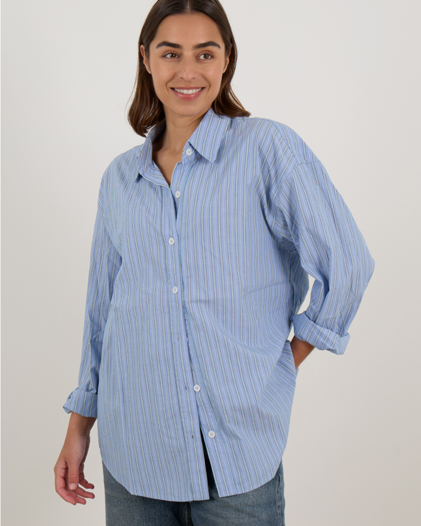 Hayven Lange Blouse Gestreept Blauw