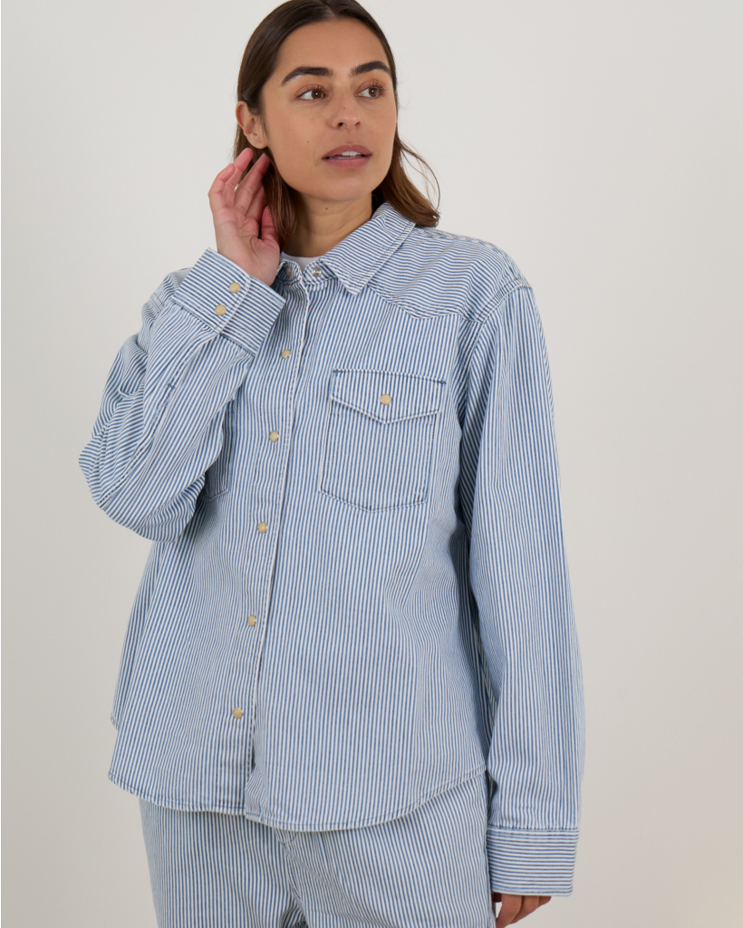 Byron Blouse Lange Mouw Gestreept Blauw