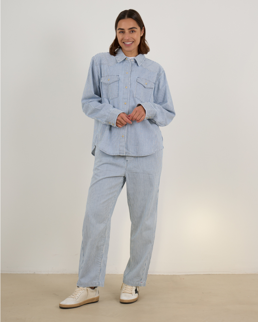 Baxter Pantalon met Trekkoord Gestreept Blauw