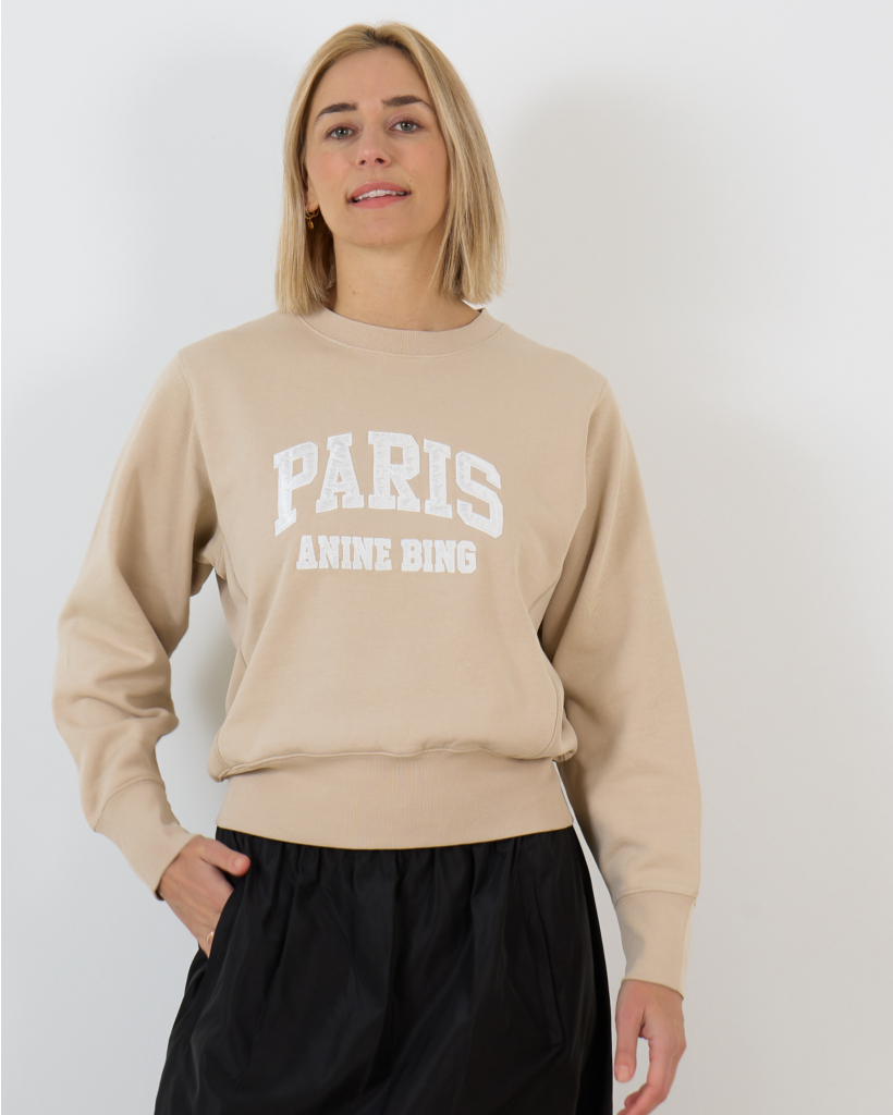 Harry Shrunken Paris Crewneck Sweatshirt Beige