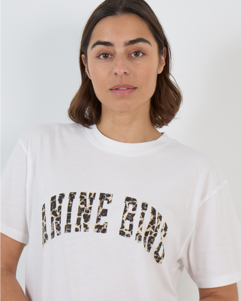 T-shirt met Leopard Print Logo Wit