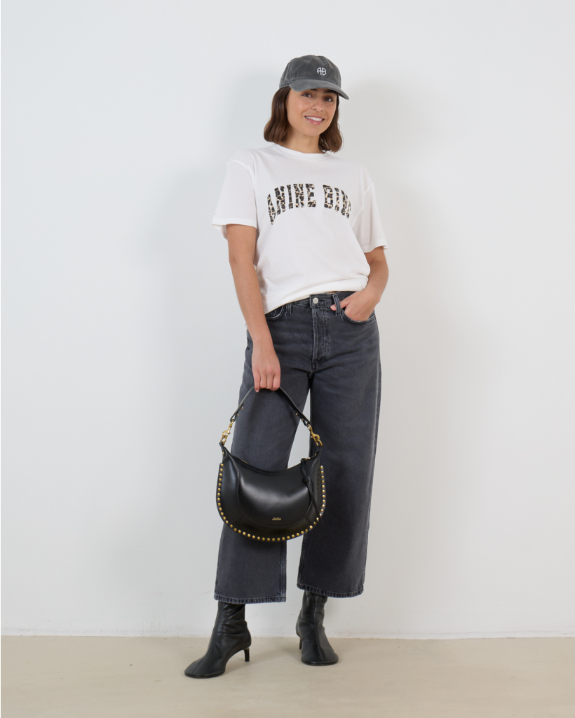 T-shirt met Leopard Print Logo Wit
