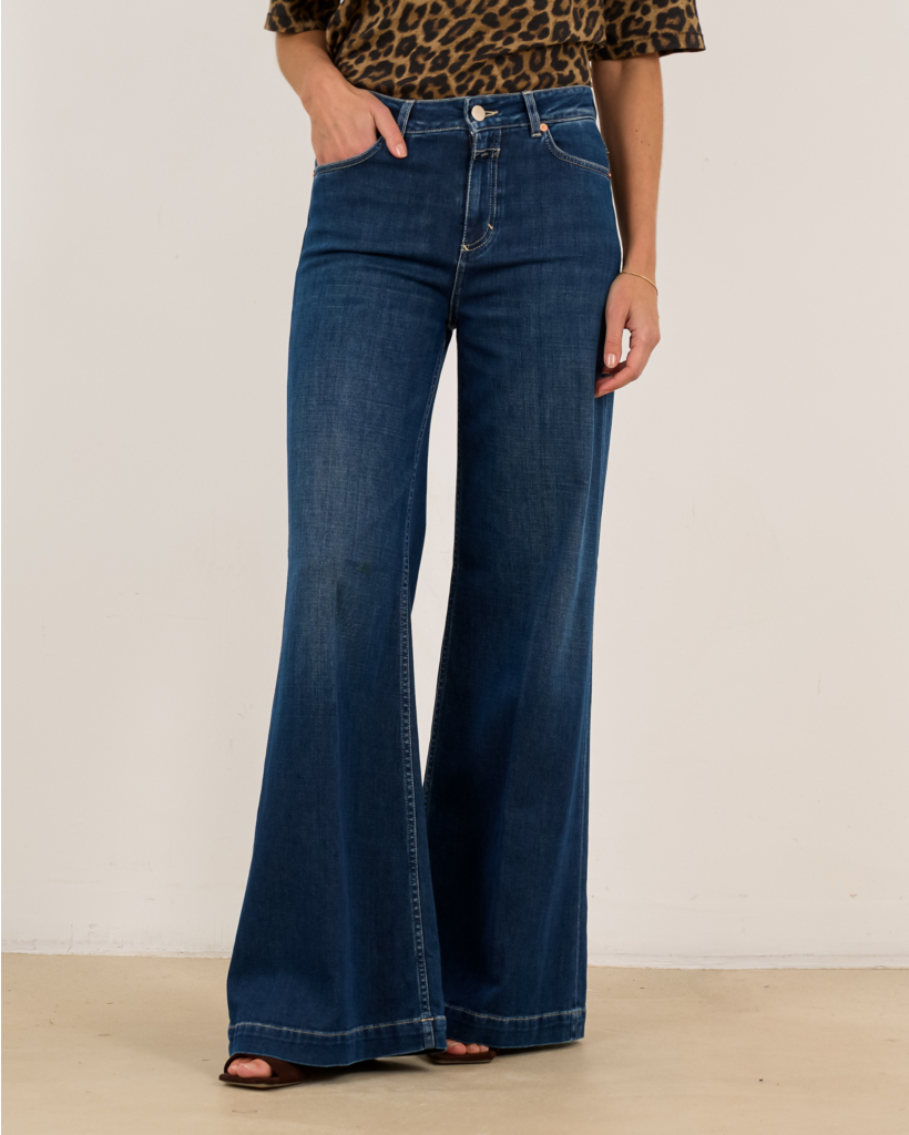 Glow Up Wide Leg Jeans Donker Blauw