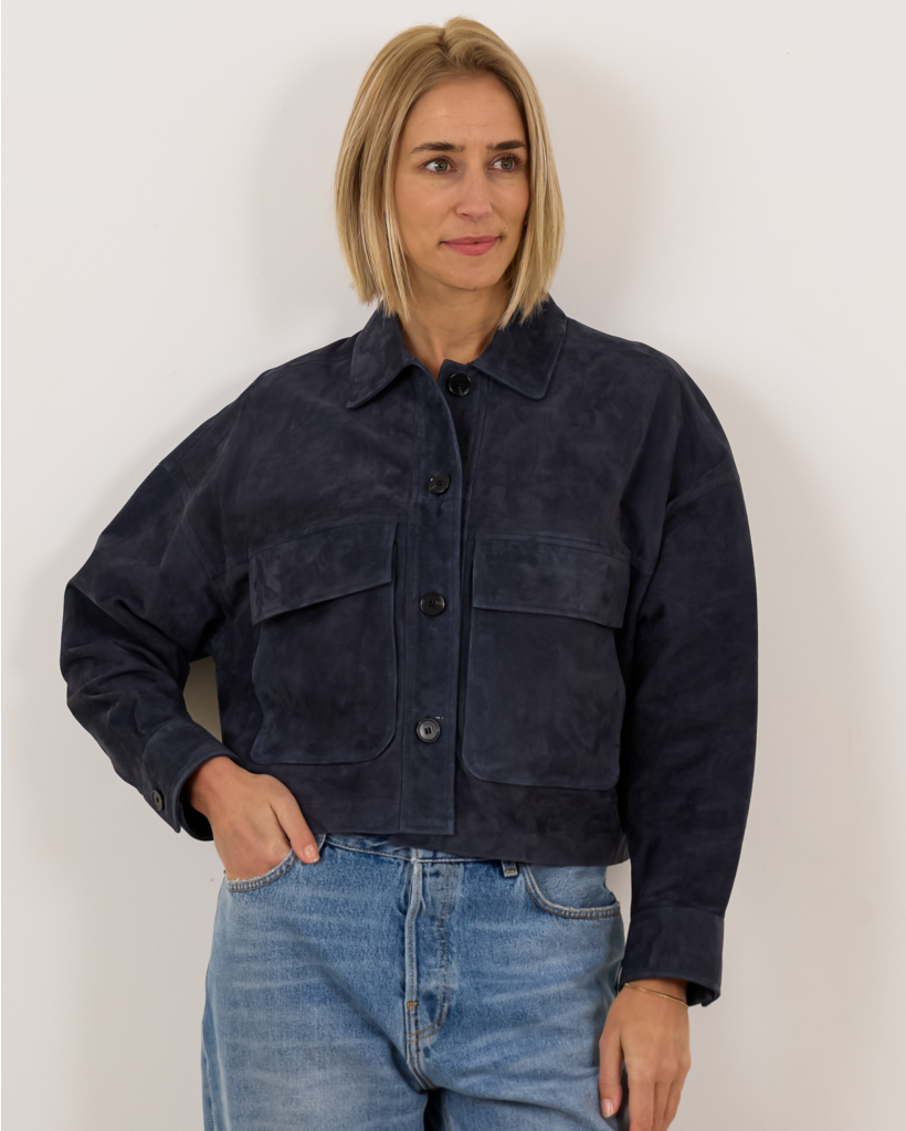 Mira Cropped Suede Jacket Royal