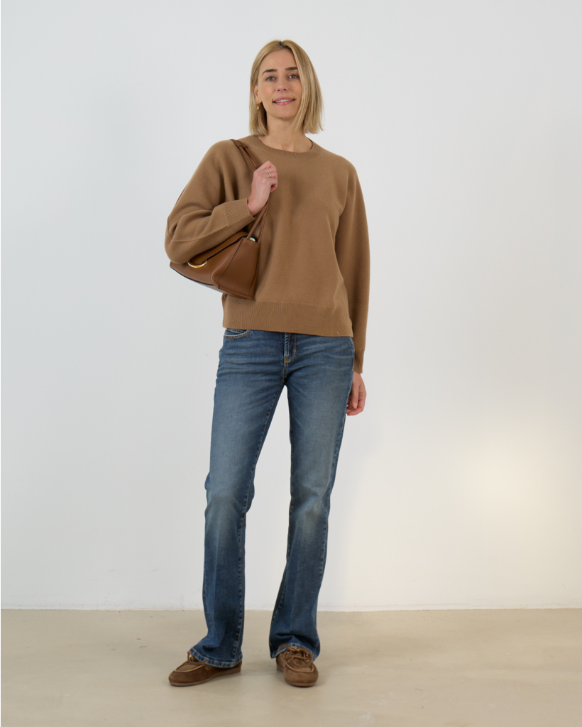 Paris Flared Jeans Verwassen Donker Blauw