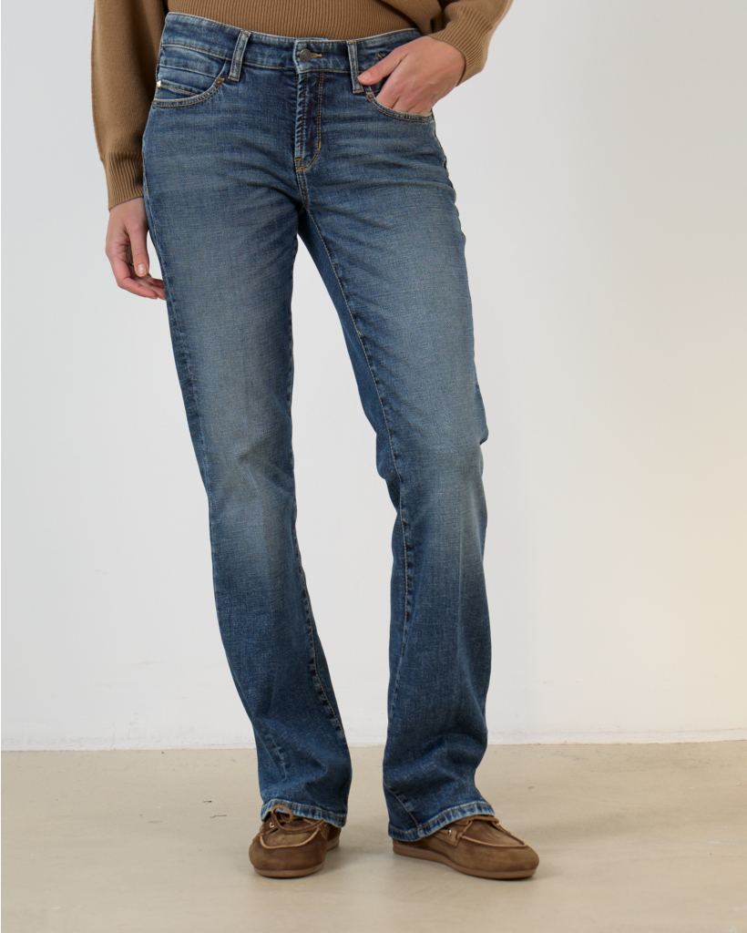 Paris Flared Jeans Verwassen Donker Blauw