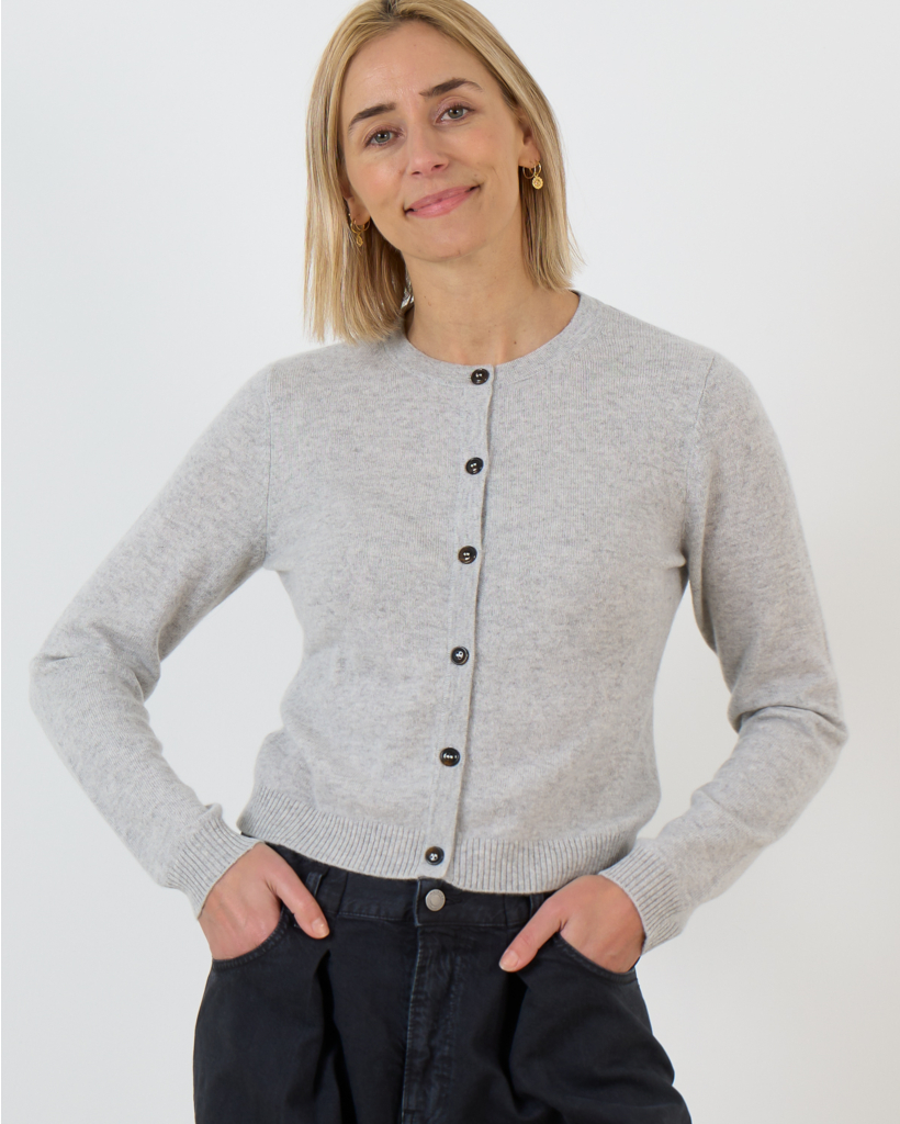 Kasjmier Cardigan Vest met Knoopsluiting Grijs