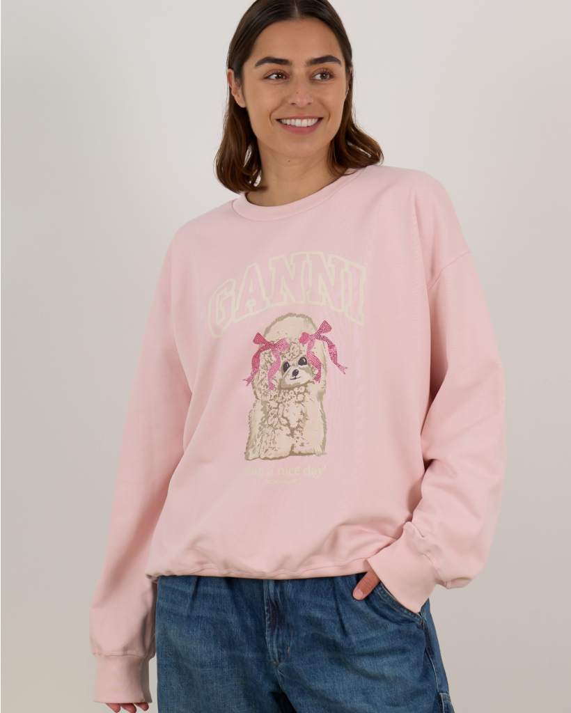 Poodle crewneck sweater roze