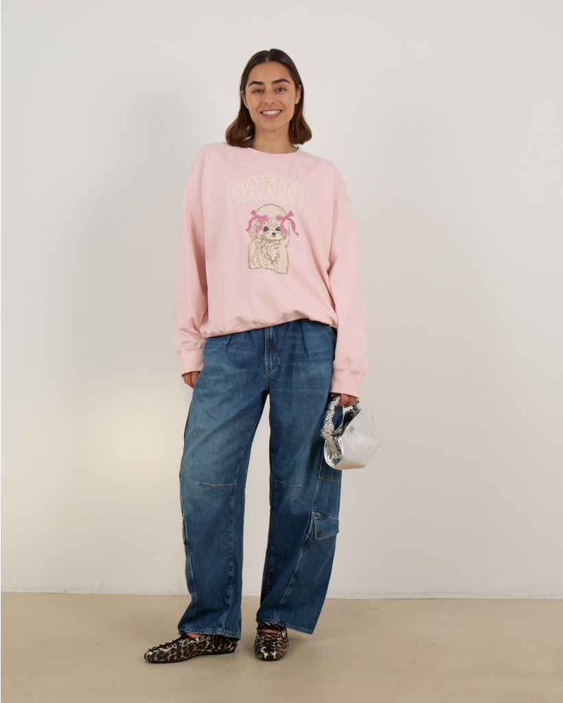 Poodle crewneck sweater roze