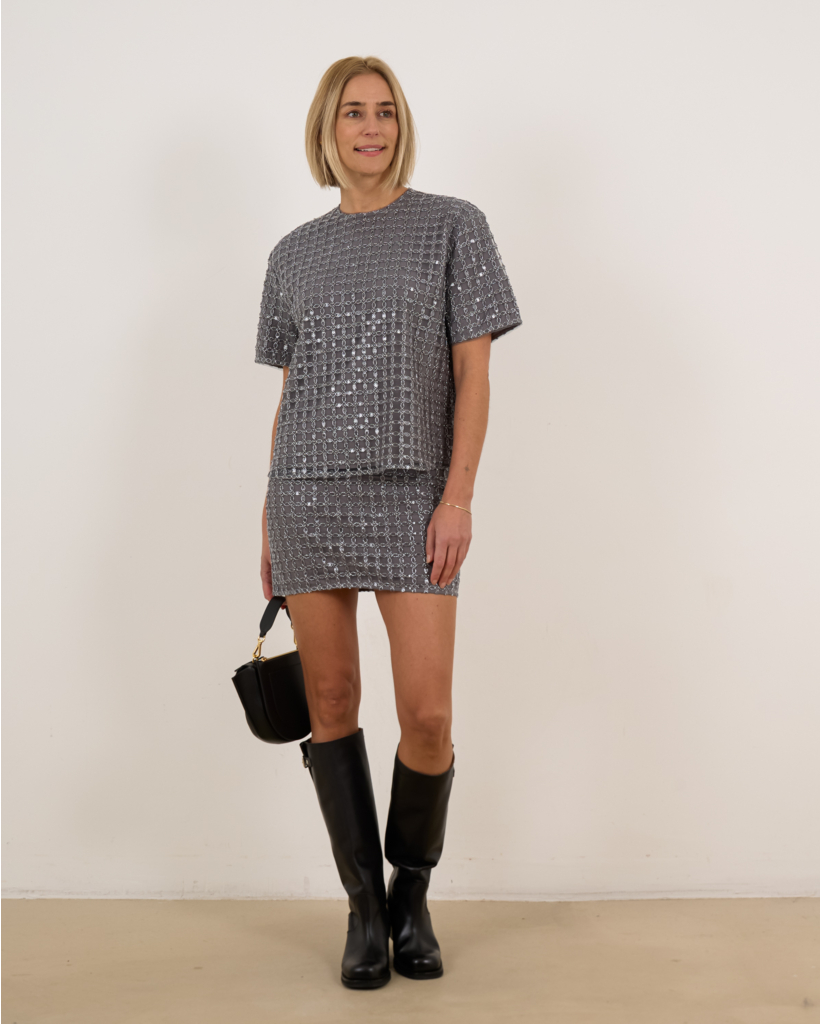 Beaded T-shirt Castor Grey