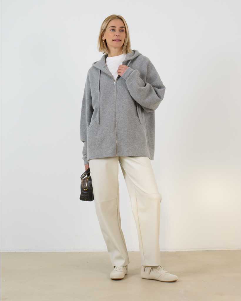 Coated Lederlook Barrel Broek Off-White