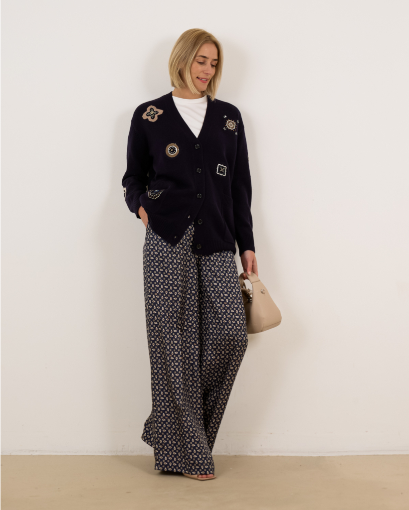 Printed silk trousers Ultramarine