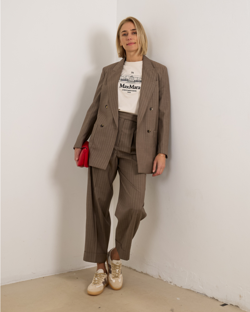 Oversized pinstripe wol blazer Hazelnut Brown