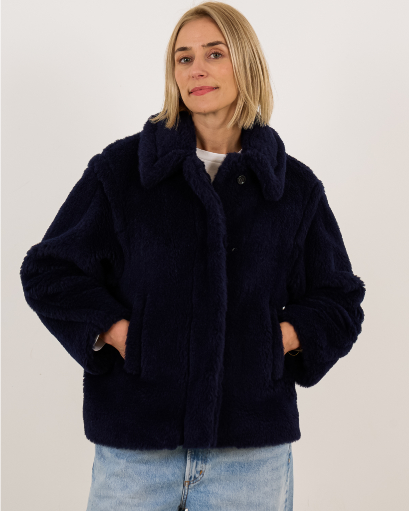 Cropped Teddy coat Ultramarine