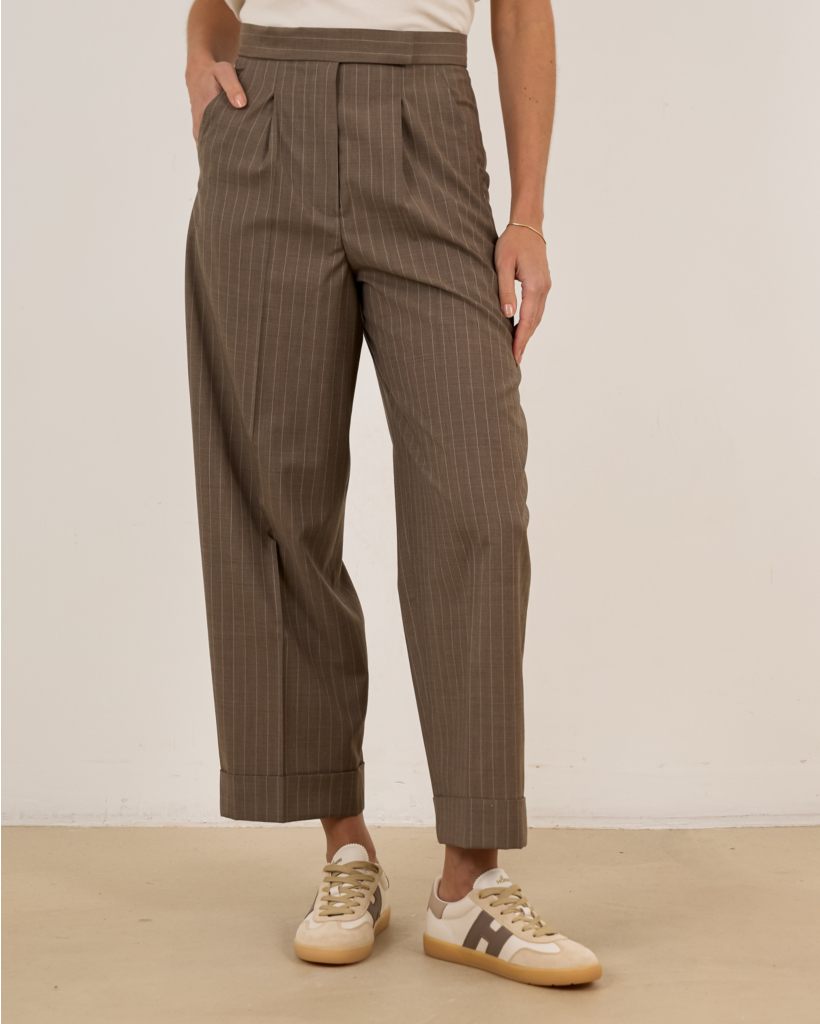 Pinstripe wol trousers Hazelnut brown